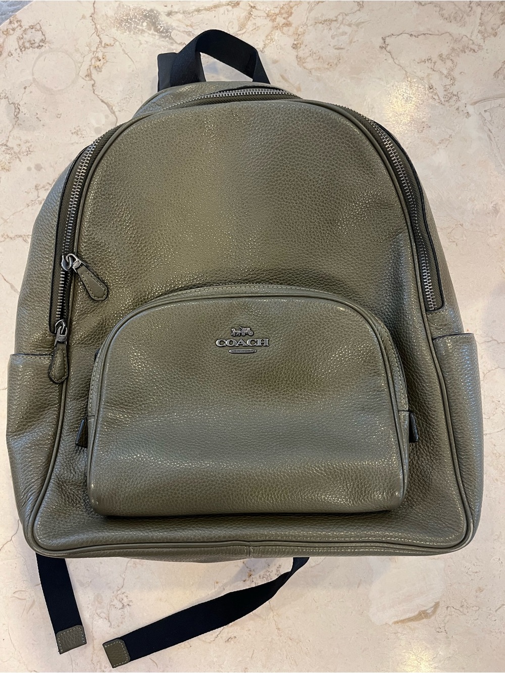 Coach Olive Green Pebbled Leather Backpack